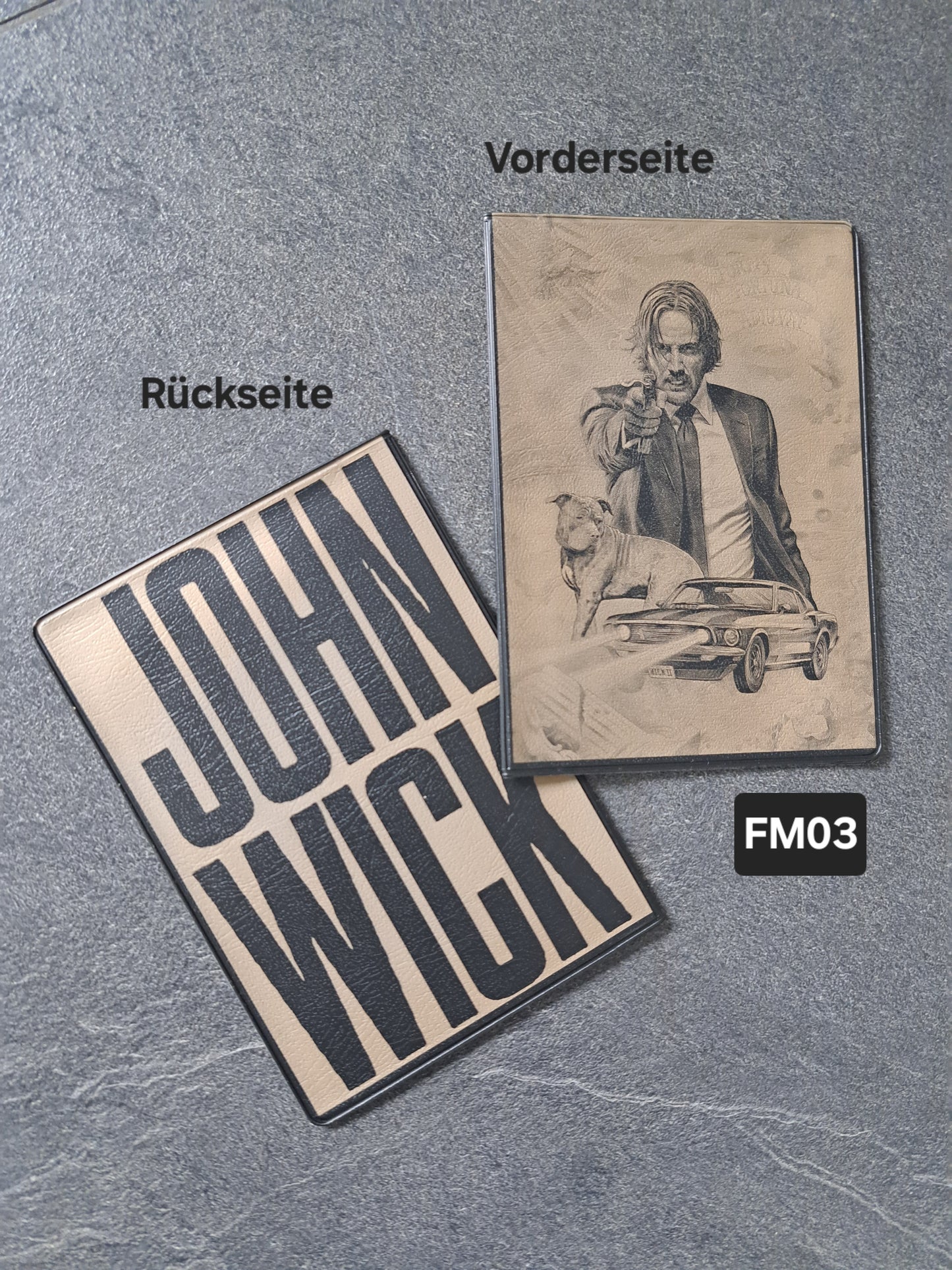 Fahrzeugscheinmappe Gravurdekor John Wick