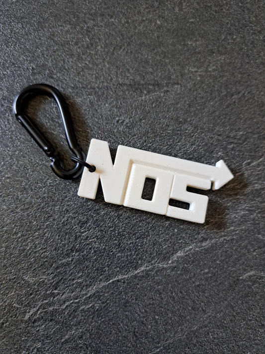 Schlüsselanhänger Schriftzug NOS weiss