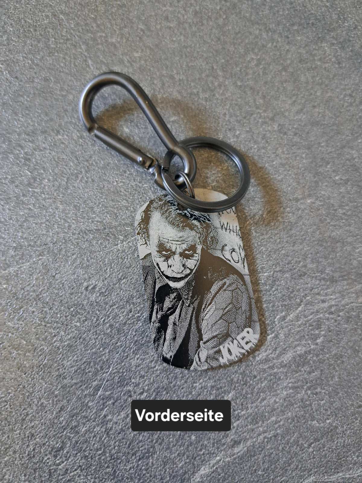 Schlüsselanhänger Dog-Tag Gravur Joker Hast du jemals...