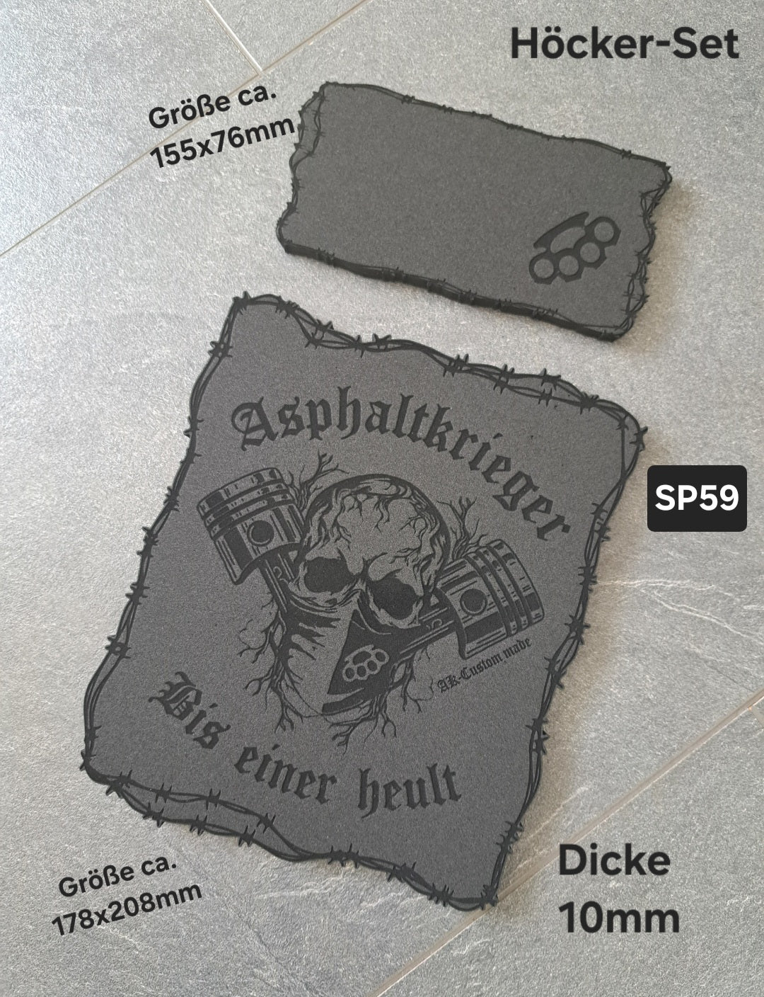 Sitzpad/Sitzplatte Asphaltkrieger Totenkopf Moosgummi Höcker-Set 10mm