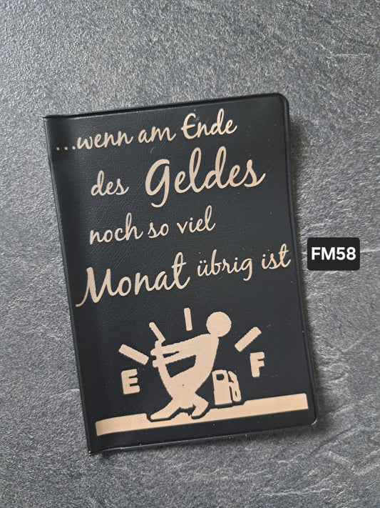 Fahrzeugscheinmappe Gravurdekor ...wenn am Ende des Geldes