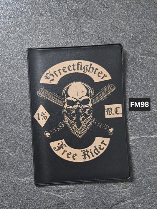Fahrzeugscheinmappe Gravurdekor Streetfighter Totenkopf Free Rider