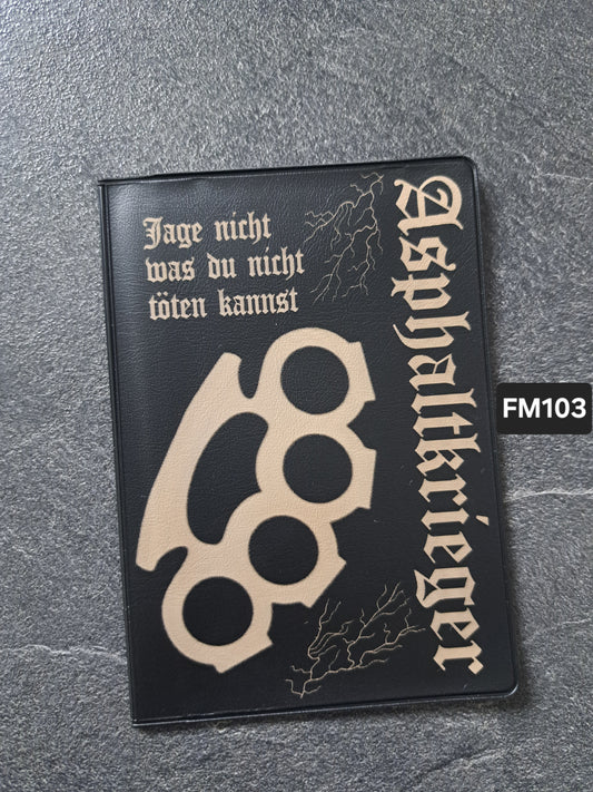 Fahrzeugscheinmappe Gravurdekor Asphaltkrieger Schlagring Blitze