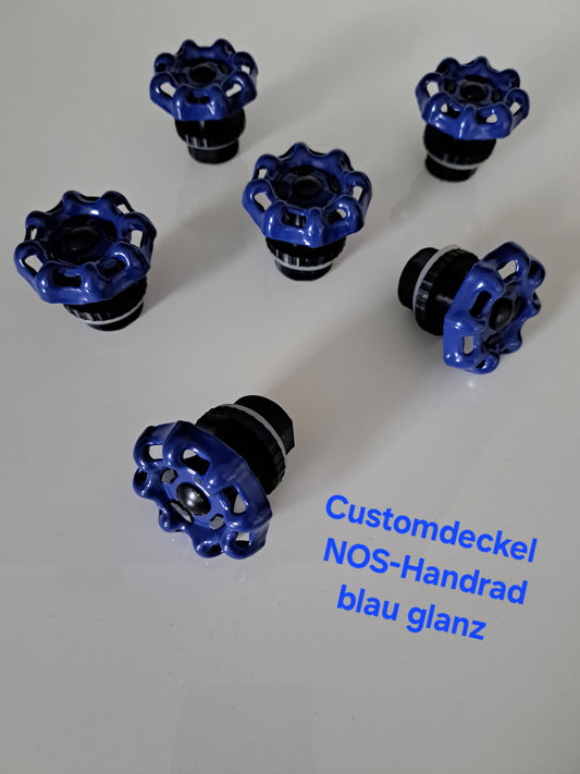 Customdeckel NOS-Handrad blau glanz