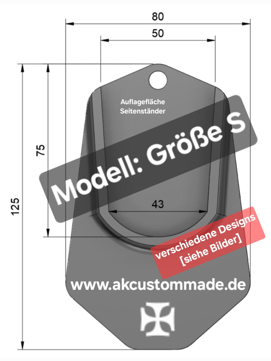 Seitenständer Unterlage Ständer Auflage AK-Custom made Schlagring Grösse: S