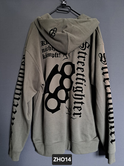 Zip-Hoodie Streetfighter Schlagring Klagt nicht,kämpft!