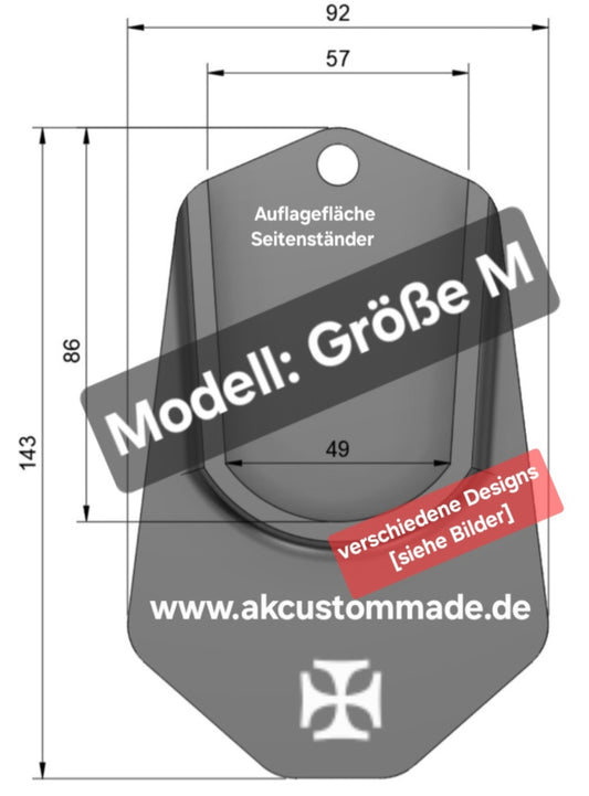 Seitenständer Unterlage Ständer Auflage Bobber Eis. Kreuz  Grösse M