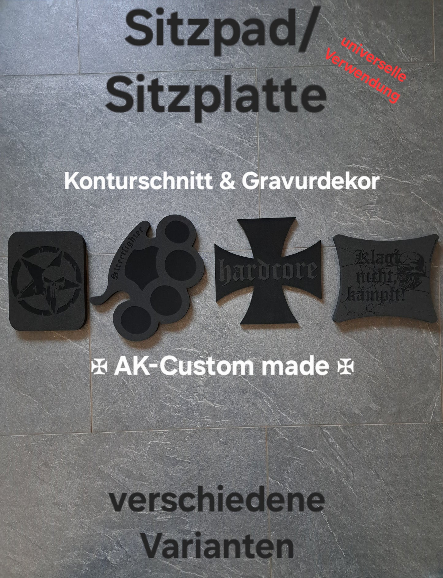 Sitzpad/Sitzplatte Army-Stern Punisher Moosgummi 15mm