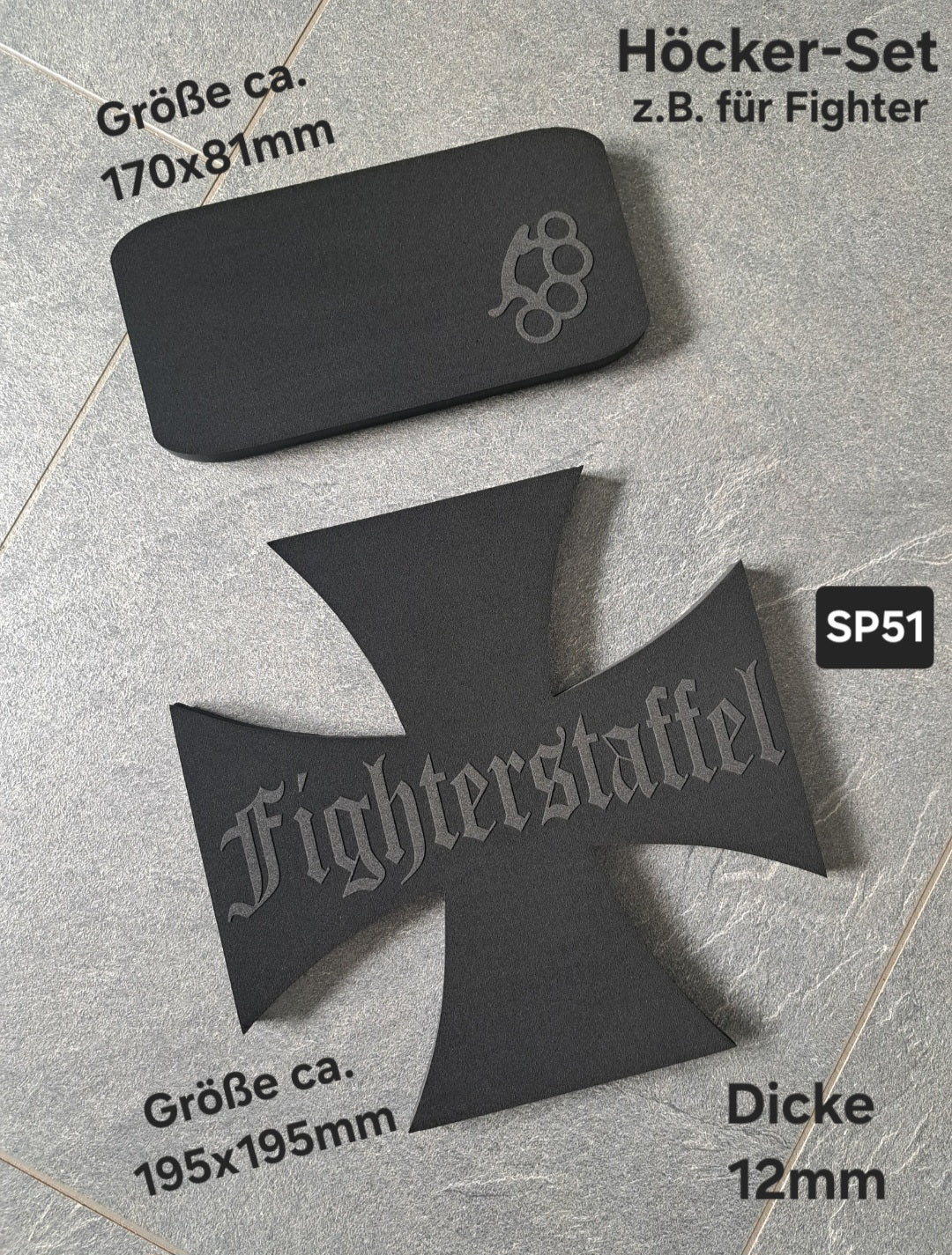 Sitzpad/Sitzplatte Eis. Kreuz Fighterstaffel Moosgummi Höcker-Set 12mm