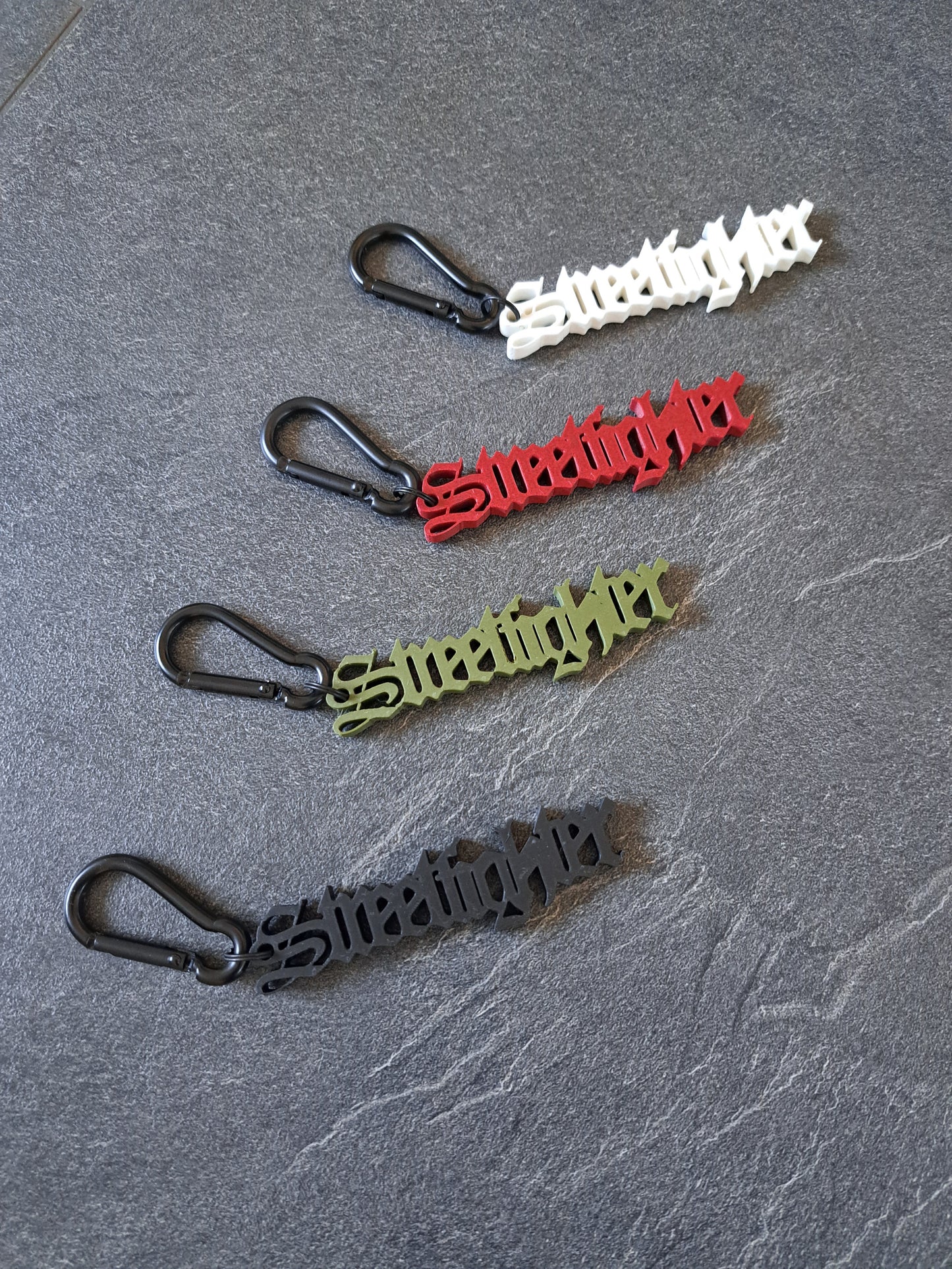 Schlüsselanhänger Schriftzug Streetfighter div. Farben