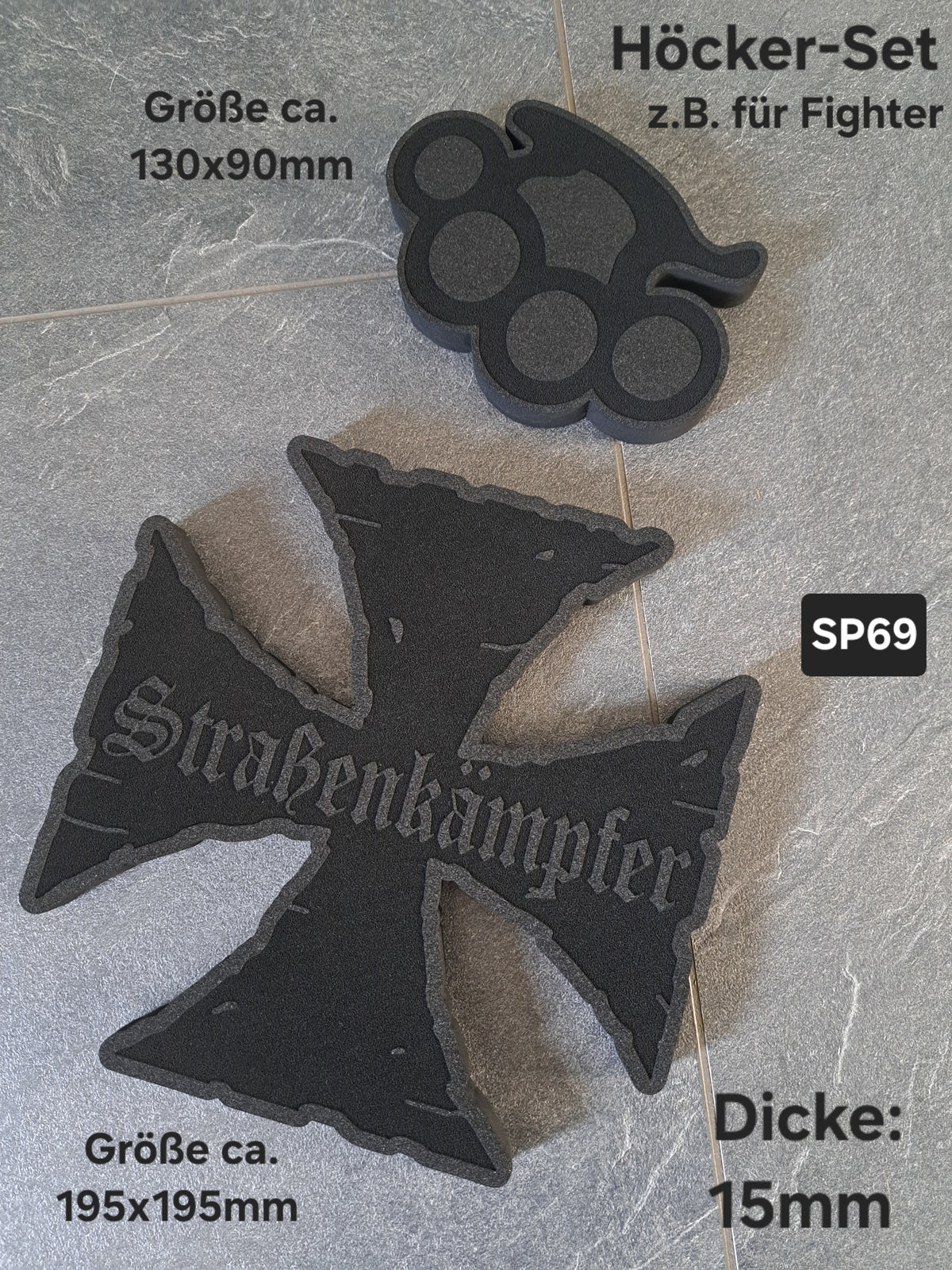 Sitzpad/Sitzplatte Eis. Kreuz Strassenkämpfer Moosgummi Höcker-Set 15mm