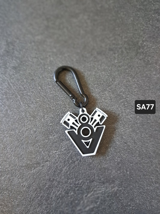 Schlüsselanhänger V8 Kolben  schwarz/weiss
