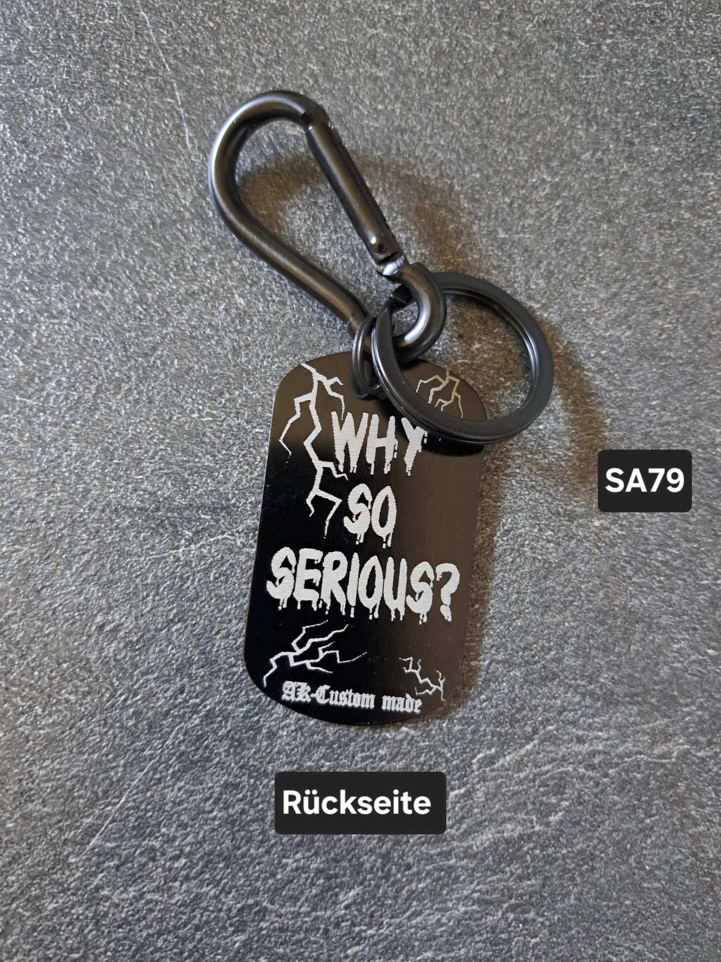 Schlüsselanhänger Dog-Tag Gravur Joker  Why so serious?