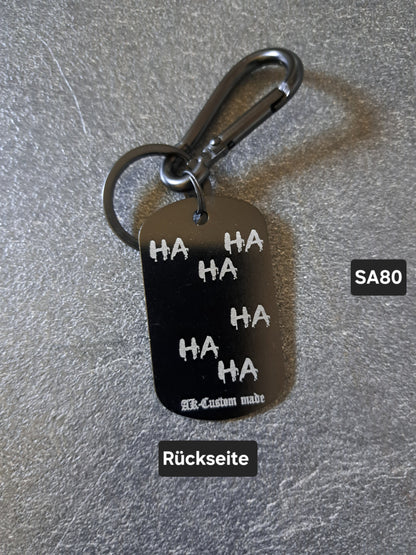 Schlüsselanhänger Dog-Tag Gravur Joker  Ha ha ha