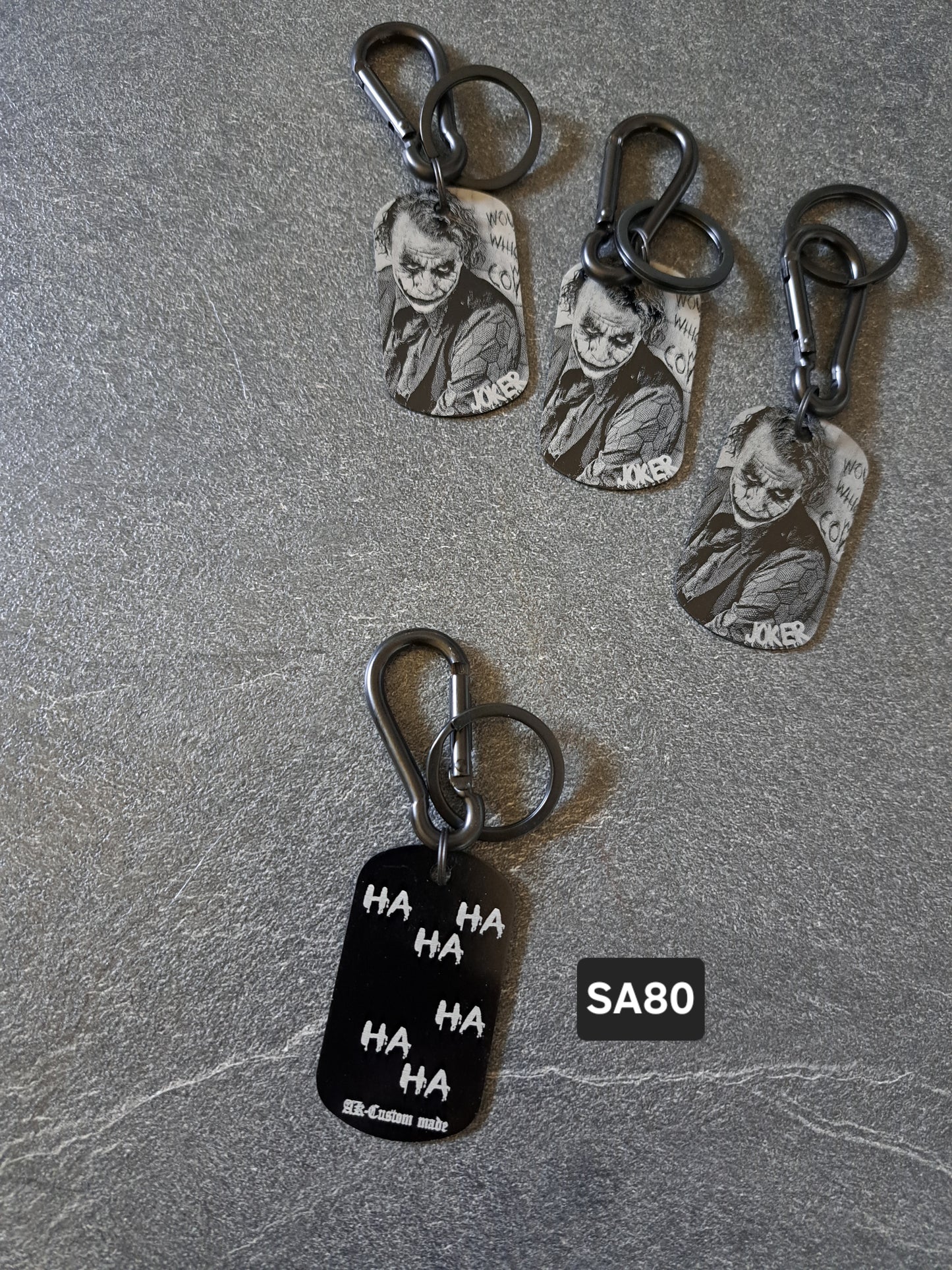 Schlüsselanhänger Dog-Tag Gravur Joker  Ha ha ha